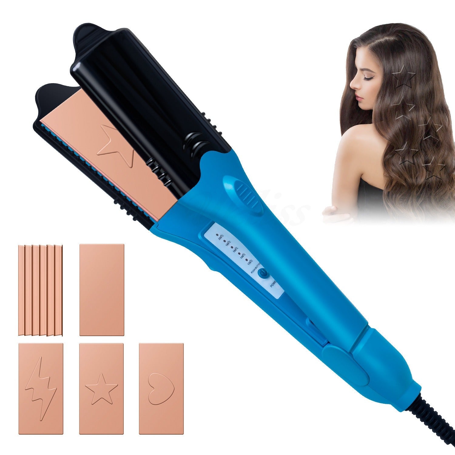 3D hair imprinting 3D Hair Press Iron Hair Straightener Electric Straightening Curling Imprinting 3D Hair Crimper - thegadgets-hub.com