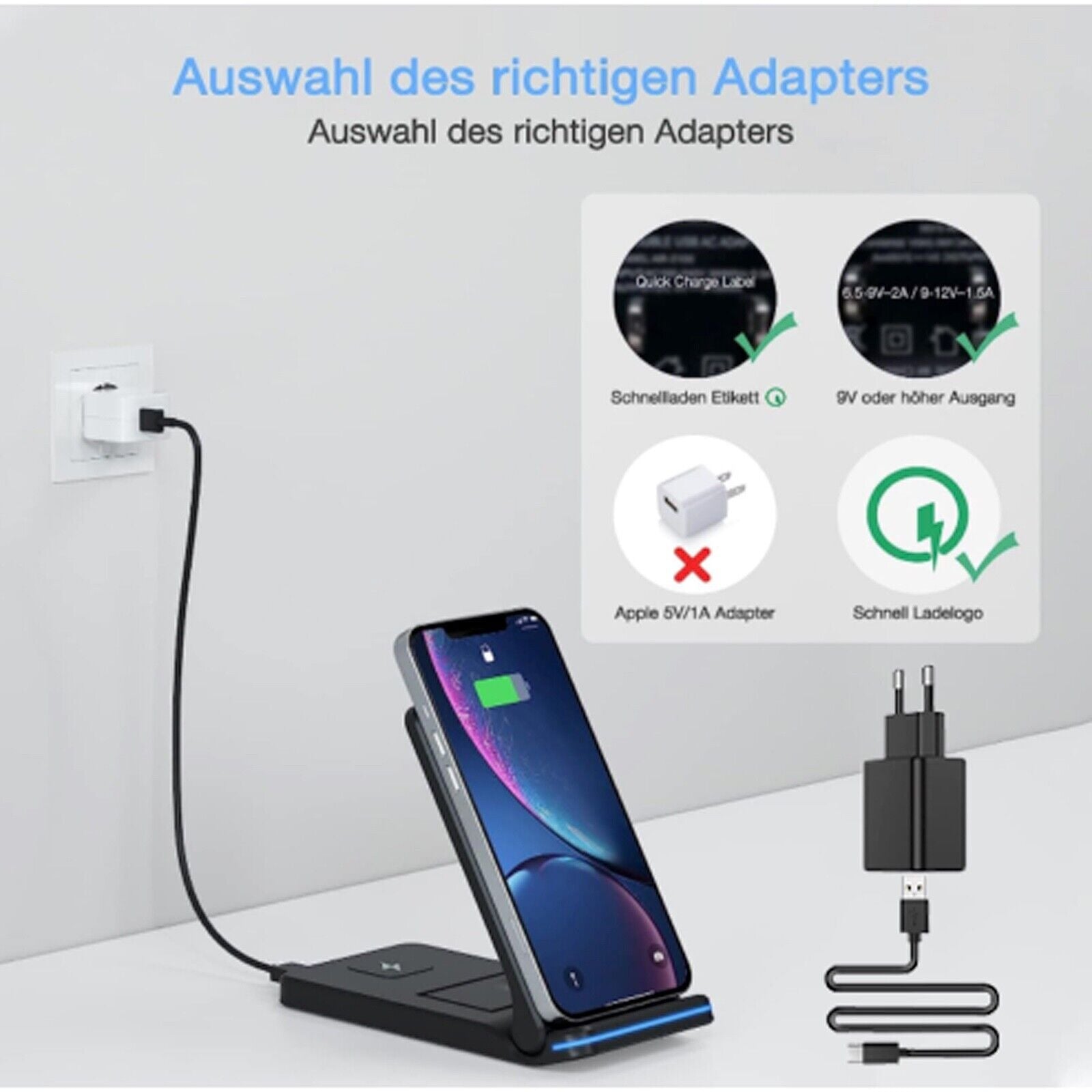 Wireless Charger 3 in 1 Induktive Ladestation Kabellose Mit Adapter, Kompatibel - thegadgets-hub.com