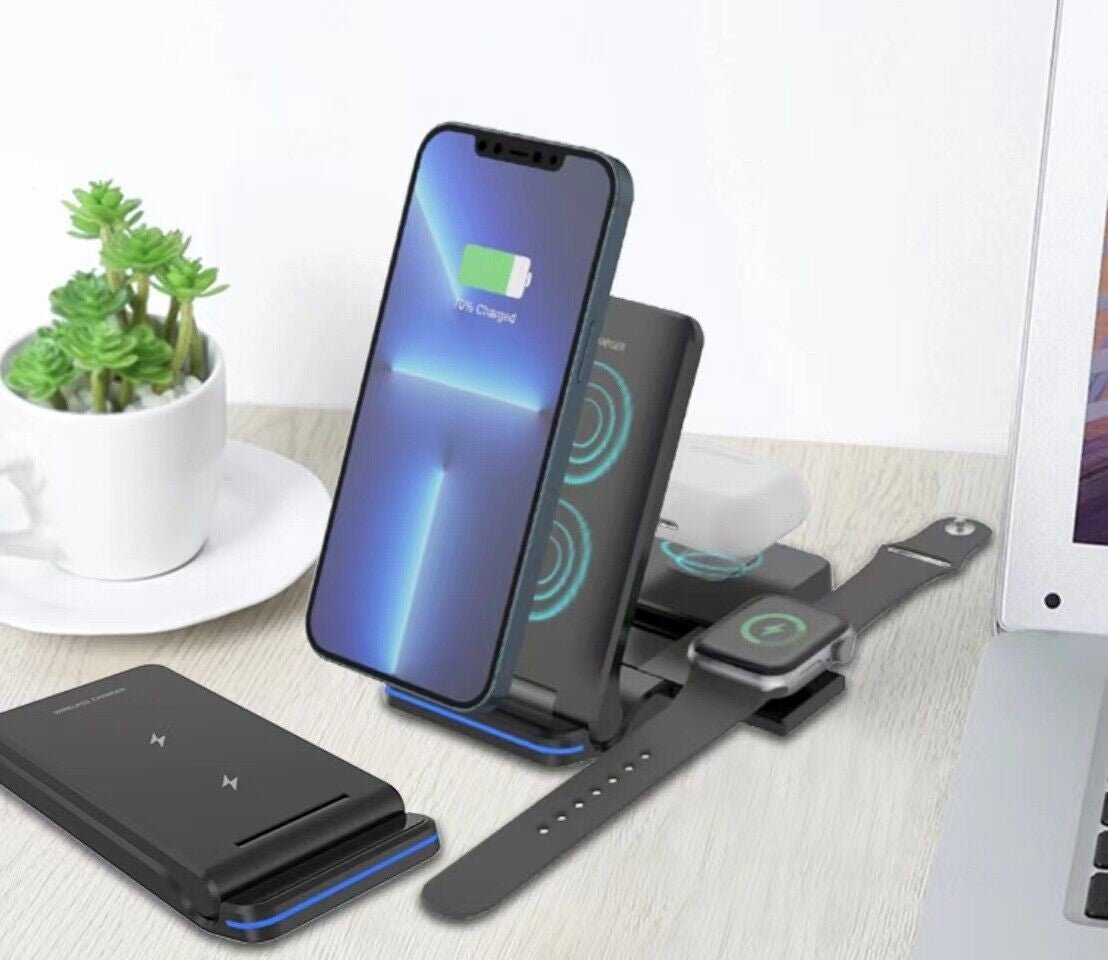 Wireless Charger 3 in 1 Induktive Ladestation Kabellose Mit Adapter, Kompatibel - thegadgets-hub.com